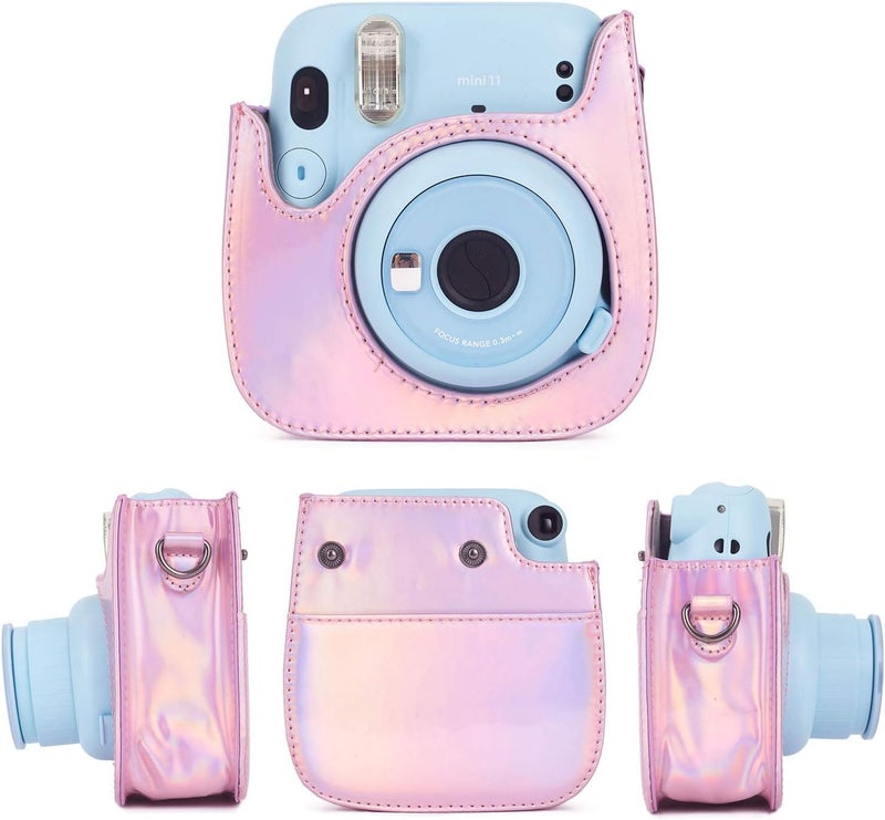 Phetium Instant mini 12 Camera Protective Case Compatible with Instax Mini 12 11,PU Leather Bag with Pocket and Adjustable Shoulder Strap (Magic Pink) - Image 2